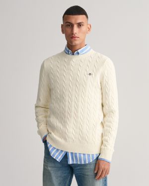 Gant neule, COTTON CABLE Luonnonvalkoinen
