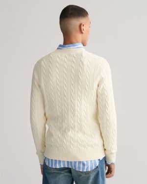 Gant neule, COTTON CABLE Luonnonvalkoinen