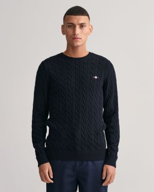 Gant neule, COTTON CABLE Tummansininen
