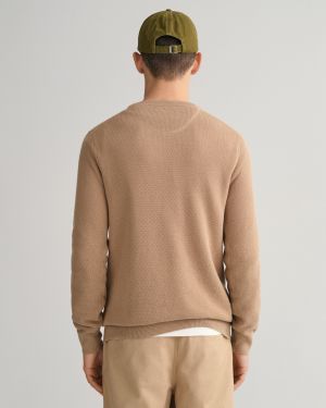 Gant neule, COTTON PIQUE C-NECK Beige