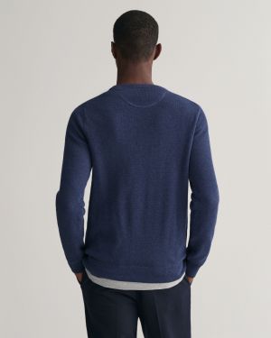 Gant neule, COTTON PIQUE C-NECK Indigo