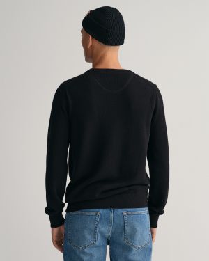 Gant neule, COTTON PIQUE C-NECK Musta