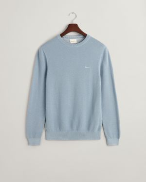Gant neule, COTTON PIQUE C-NECK Vaaleansininen