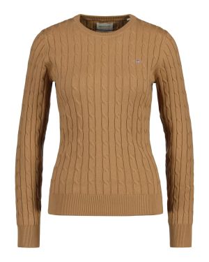 Gant neulepusero, STRECH COTTON CABLE C-NECK Kameli