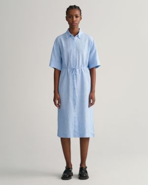 Gant pellavapaitamekko, RELAXED SS LINEN SHIRT DRESS (2nd hand) Vaaleansininen