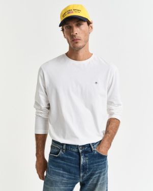 Gant t-paita, REG T LS T-SHIRT Luonnonvalkoinen