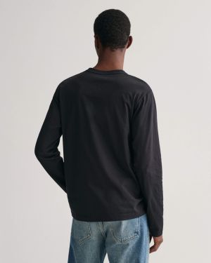 Gant t-paita, REG T LS T-SHIRT Musta