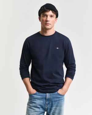 Gant t-paita, REG T LS T-SHIRT Tummansininen