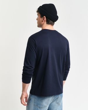 Gant t-paita, REG T LS T-SHIRT Tummansininen