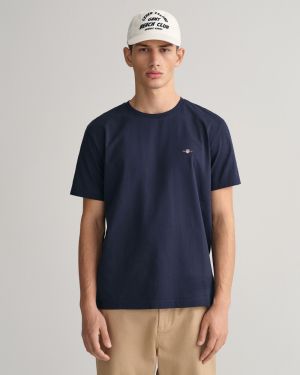 Gant t-paita, SOLID T-SHIRT Tummansininen