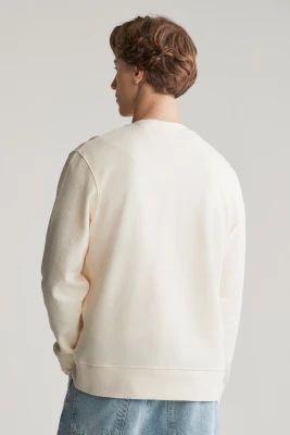 Gant TEXTURE C-NECK SWEAT- miesten neule Luonnonvalkoinen