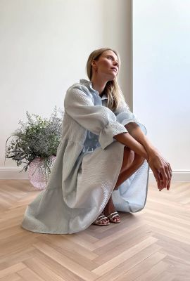 Gauhar Helsinki mekko, RUFFLE DRESS AQUA BLUE Vaaleansininen