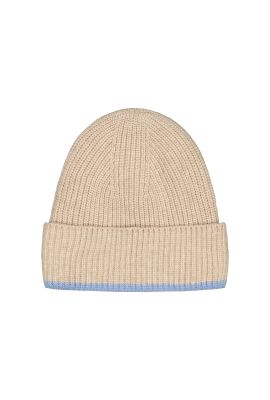 Gauhar Naisten Merinovillapipo, MERINO BEANIE OATMEAL AND BLUE Beige
