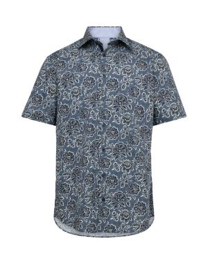 Gino marcello miesten kauluspaita, 3112063-500 SS SHIRT Sininen Kuosi