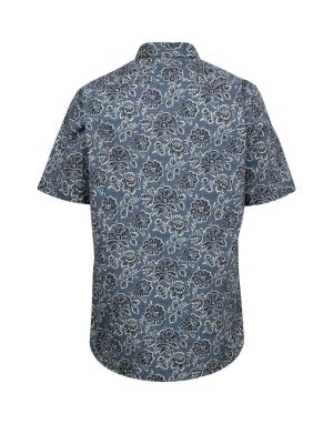 Gino marcello miesten kauluspaita, 3112063-500 SS SHIRT Sininen Kuosi