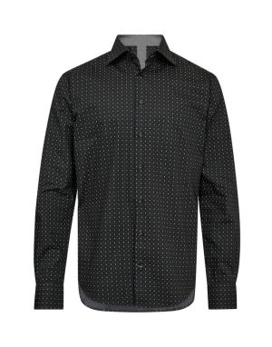 Gino marcello miesten kauluspaita, K GINO MARCELLO MICRO PRINT SHIRT Musta Kuosi