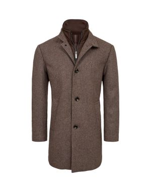 Gino marcello miesten villakangastakki, GINO MARCELLO WOOL COAT Kaakaonruskea