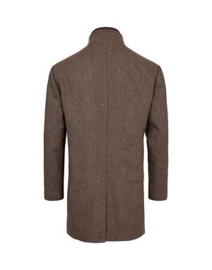 Gino marcello miesten villakangastakki, GINO MARCELLO WOOL COAT Kaakaonruskea