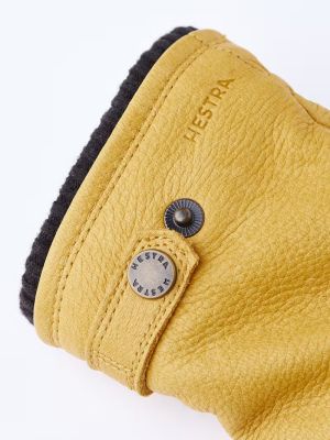 Hestra miesten käsineet, UTSJÖ FLEECE LINER BUCKLE ELKSKIN GLOVE Keltainen