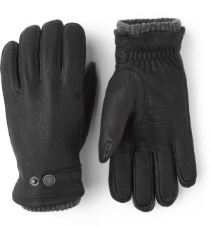Hestra miesten käsineet, UTSJÖ FLEECE LINER BUCKLE ELKSKIN GLOVE Musta