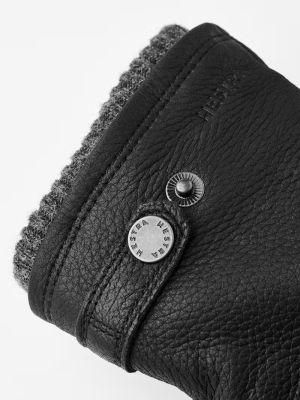 Hestra miesten käsineet, UTSJÖ FLEECE LINER BUCKLE ELKSKIN GLOVE Musta