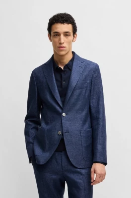 Hugo Boss miesten bleiseri, C-HANRY LINEN WOOL BLAZER Tummansininen