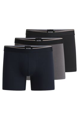 Hugo Boss miesten bokserit, BOXERBR 3P BAMBOO Musta