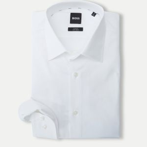 Hugo Boss miesten kauluspaita, H-HANK STRUCTURE SHIRT Valkoinen