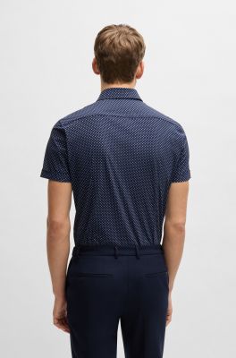 Hugo Boss miesten kauluspaita, P-HANK SS PERFORMANCE SHIRT Sininen Kuosi