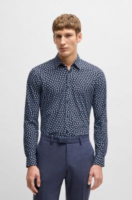 Hugo Boss miesten kauluspaita, P-ROAN PERFORMANCE SHIRT Sininen Kuosi