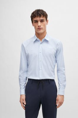 Hugo Boss Miesten Kauluspaita, P-ROAN PERFORMANCE SLIM FIT SHIRT Sininen Kuosi