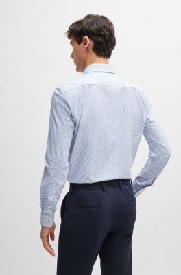 Hugo Boss Miesten Kauluspaita, P-ROAN PERFORMANCE SLIM FIT SHIRT Sininen Kuosi
