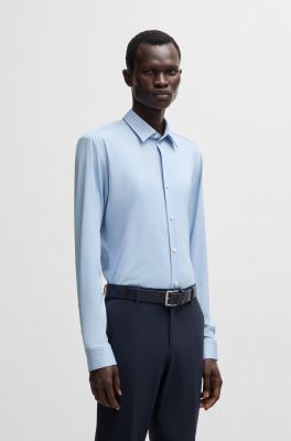 Hugo Boss miesten kauluspaita, P-ROAN PERFORMANCE STRECH OXFORD Keskisininen