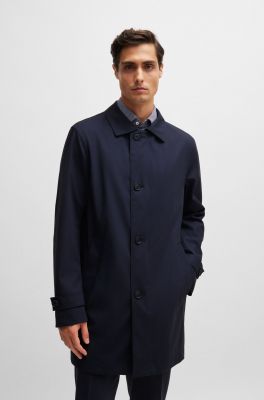 Hugo Boss Miesten Takki, P-JARED TECHNICAL WOOL COAT, WATER REPEL Tummansininen