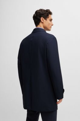 Hugo Boss Miesten Takki, P-JARED TECHNICAL WOOL COAT, WATER REPEL Tummansininen