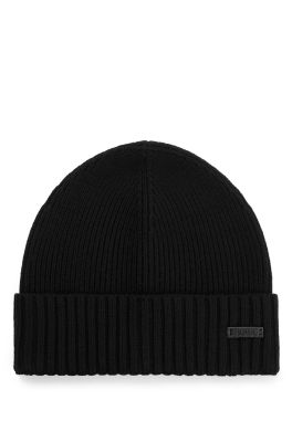Hugo Boss pipo, FATI-L MERINO BEANIE Musta