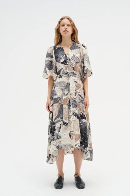 Inwear mekko, ELITA WRAP DRESS Beige Kuosi