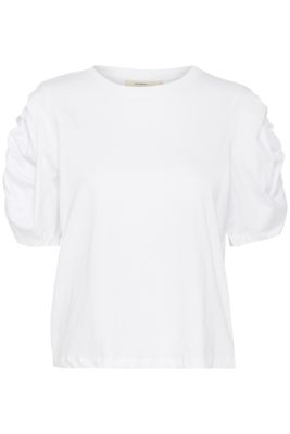 Inwear naisten t-paita, K-PAYANA WOVEN TRIM T-SHIRT Pure White
