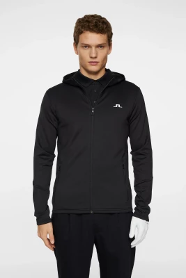 J.Lindeberg miesten huppari, AERIAL FULL ZIP HOOD GOLF Musta