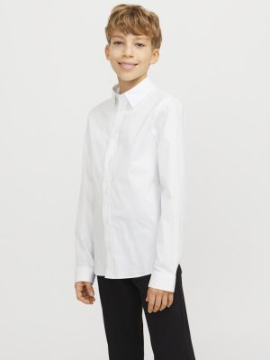Jack and jones junior kauluspaita, JJEAXEL STRETCH SHIRT LS NOOS JNR Valkoinen