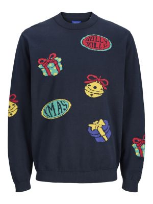 Jack and jones junior neulepusero, JORHOLIDAY KNIT CREW NECK JNR Sininen Kuosi