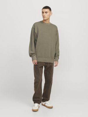 Jack and Jones miesten collegepusero, JJECHARGE FADED SWEAT CREW NECK  Silver Sage