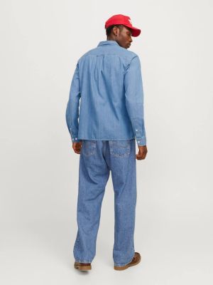 Jack and Jones miesten farkkupaita, JJETRAVIS SHIRT LS Light Blue Denim