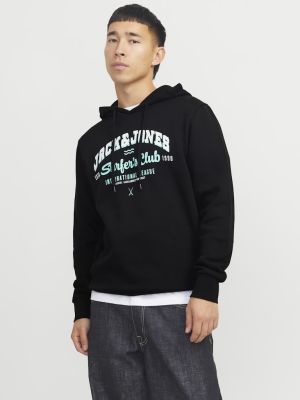 Jack and Jones Miesten Huppari, JJELOGO SWEAT HOODIE NOOS Black Ink