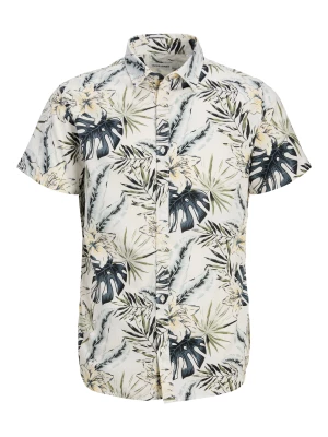 Jack and Jones miesten lyhythihainen kauluspaita, JJHAWAII AOP SHIRT SS Cloud Dancer