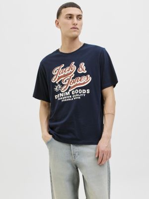 Jack and Jones miesten t-paita, JJELOGO TEE SS O-NECK 2 COL AW25 SN Sky Captain