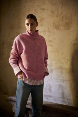 JcSophie naisten villapusero, Krista polo sweater Vaaleanpunainen