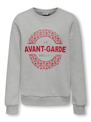 Kids Only lasten college, KOGLENA LS AVANT GARDEN O-NECK Vaaleanharmaa