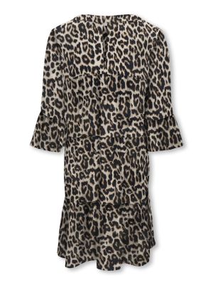 Kids Only lasten mekko, KOGGLOW LIFE ALBERTE 3/4 DRESS AOP Ruskea Kuosi