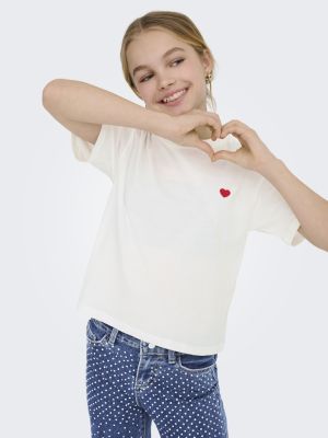 Kids Only lasten t-paita, KOGMAIKEN LIFE CROPHEART SS TOP  Valkoinen
